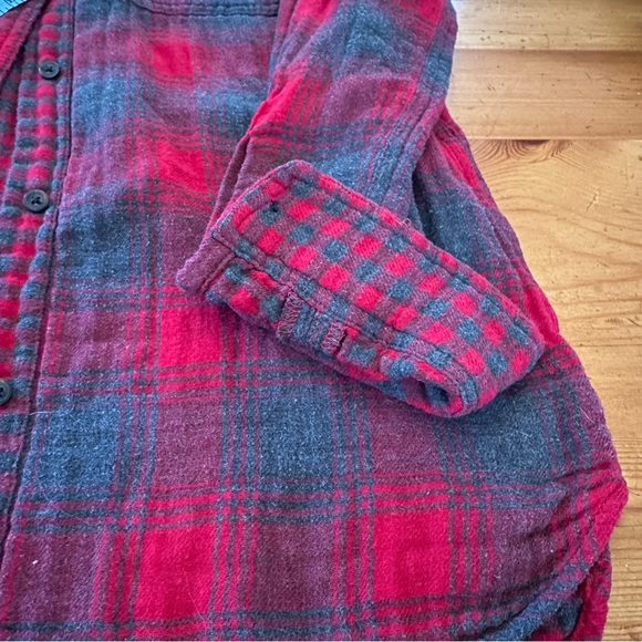 Madewell red gray flannel button down with pockets women XS Cotton - Picture 11 of 12